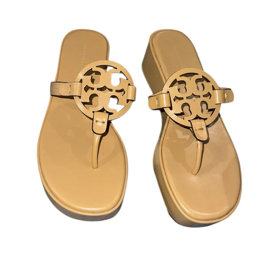 NEW TORY BURCH Miller Platform Wedge Flip Flop (Women) Sandal Ginger Shortbread - Image 6