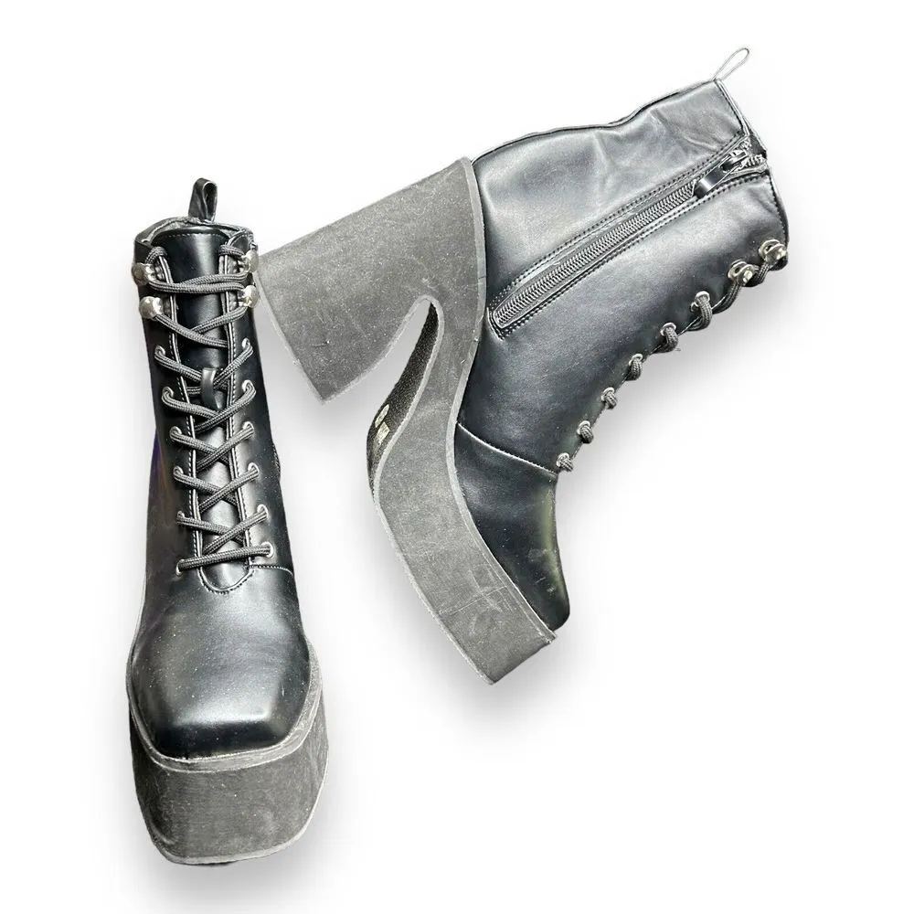 Koi Womens Chunky Platform Lace Up Army‎ Combat Ankle Booties Size 5 EUC - Image 6