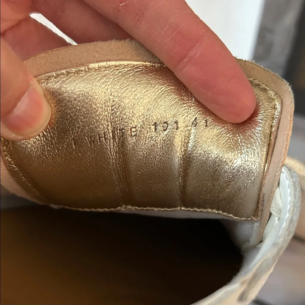 Stefano Lauran white leather suede black stripe sporty low sneakers 41 - Image 6