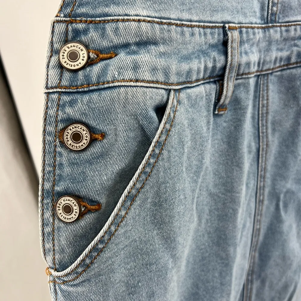 Vivi mini skirt overalls Kancan M light wash casual preppy denim blue one piece Size M - Image 5