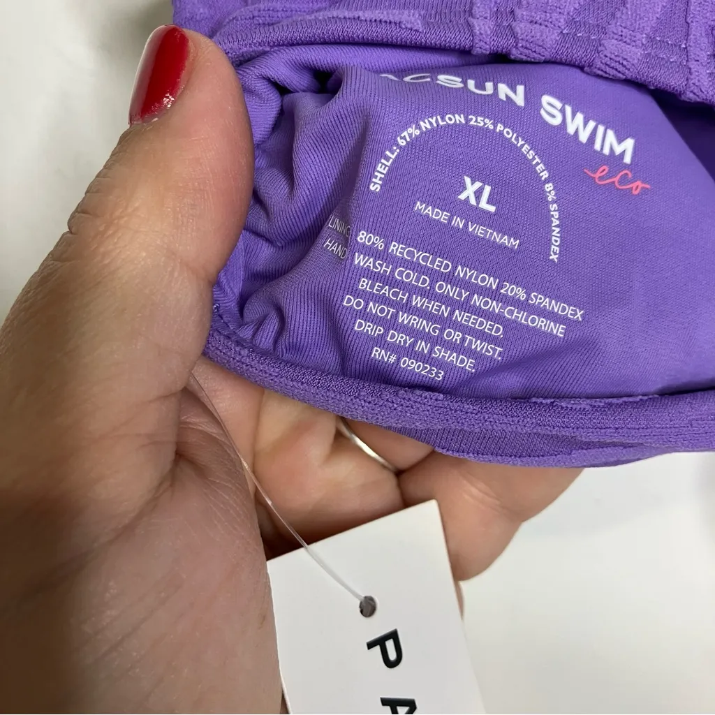 Pacsun swim eco purple textured bandeau bikini top women’s size XL‎ beach new - Image 7