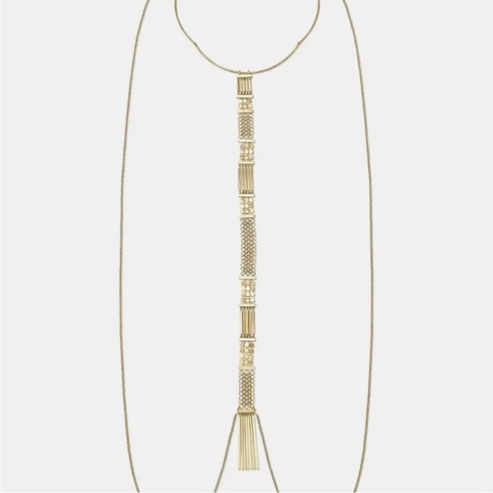 Stella & Dot Maui Gold Toned Mesh Chain Versatile Modern Statement Necklace - Image 5