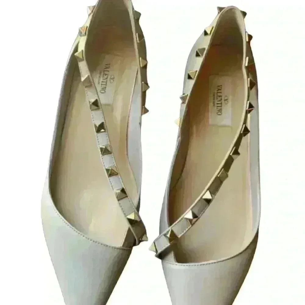 Valentino Garavani Rockstud Crossover Ballet Flats Shoes Poudre Women’s 36/6 - Image 6