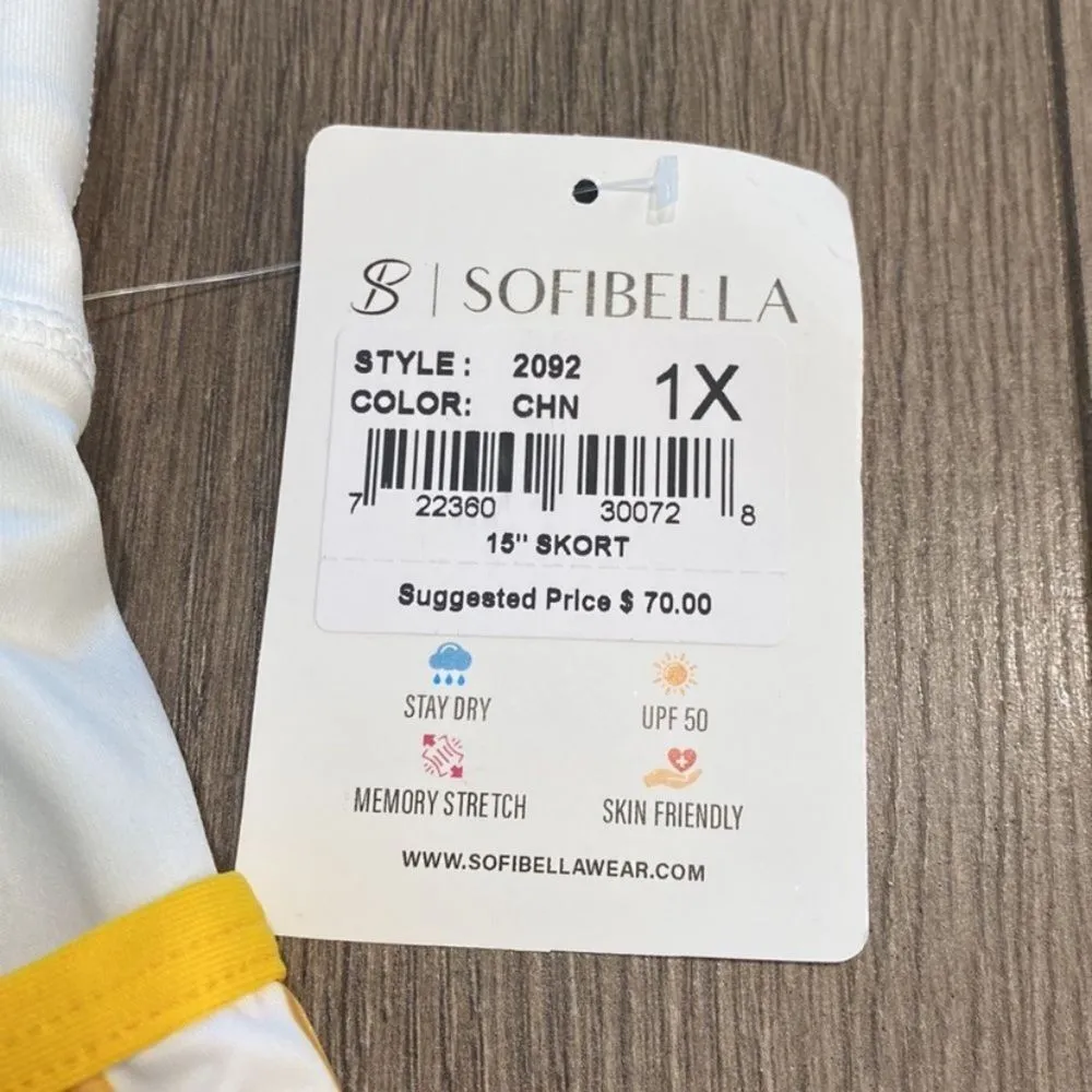 Sofibella 15” Mid Rise Gold Jewel White And Yellow Side Pocket Tennis Skirt Skor Size 1X - Image 11
