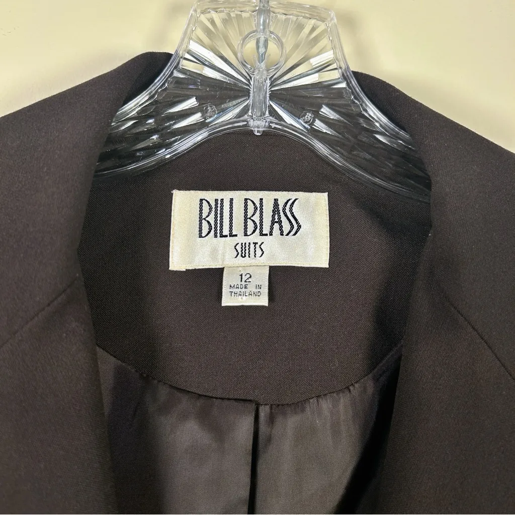 Vintage Bill Blass Women’s Suit Jacket Sz 12 Dark Academia Minimalism 90’s Brown - Image 3