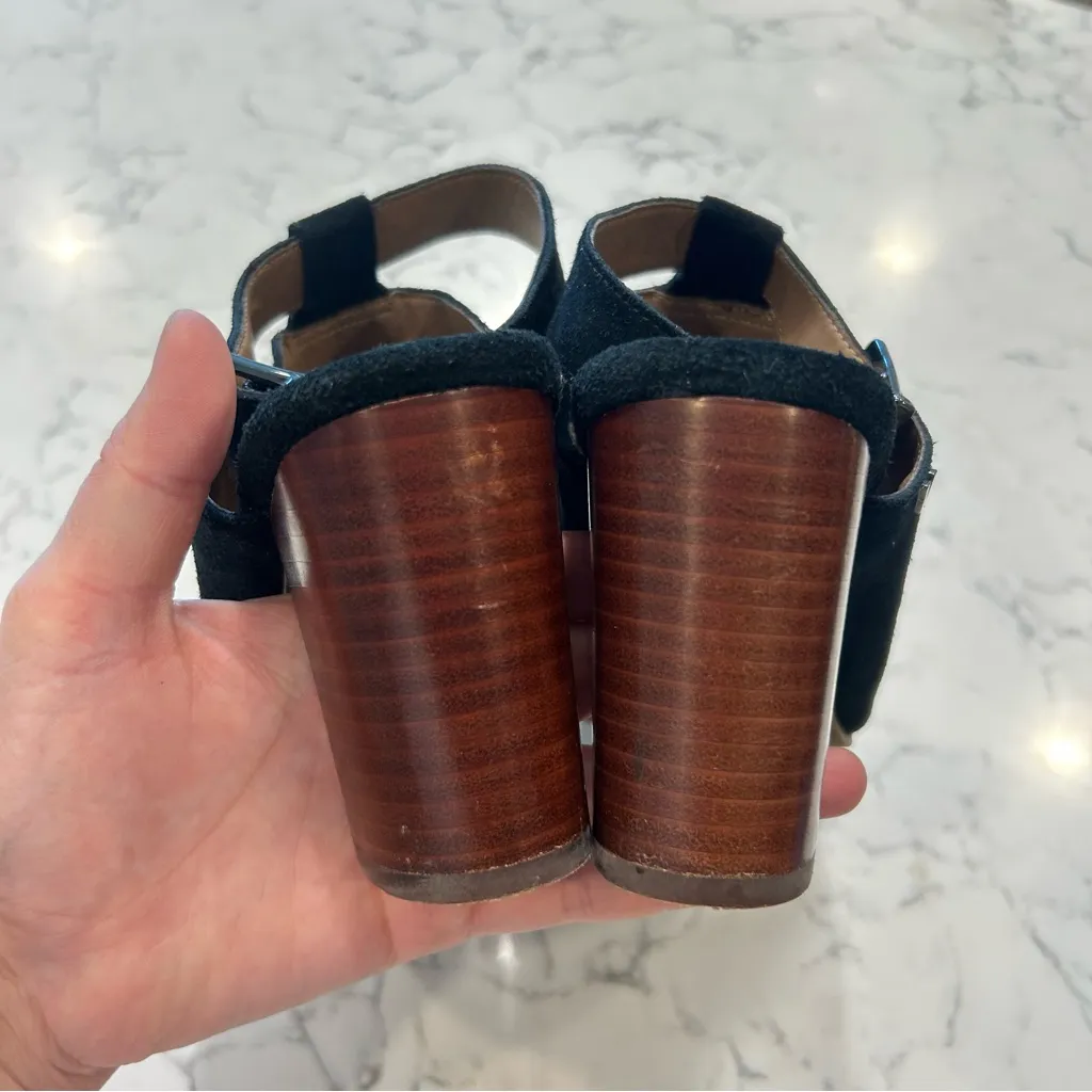 Vionic Kaia Black Suede Leather Stacked Heel Slingback Shoes Size 9.5 - Image 8