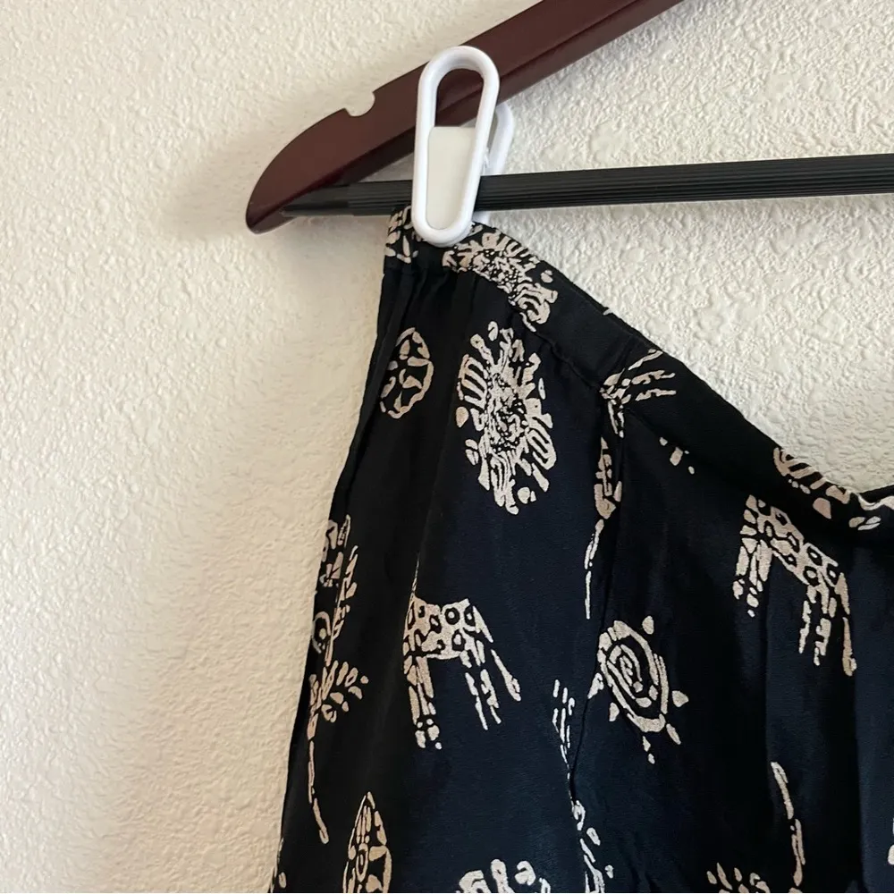 Vintage Kathie Lee Black & Brown Bohemian Printed High Rise Crop Pants Sz S 4/6 - Image 9