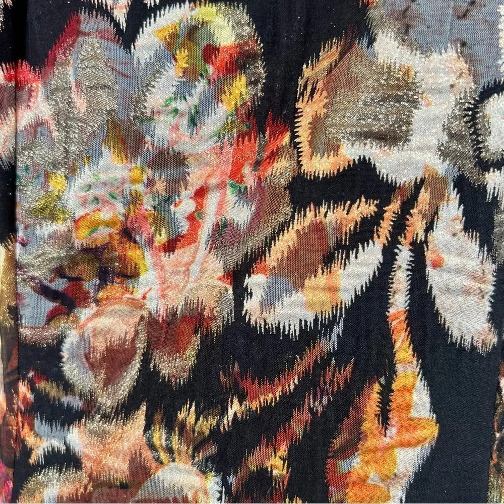 Leifsdottir Anthropologie Adelita Floral Shimmer Brocade Fit Flare Mini Dress Black Size 4 - Image 10