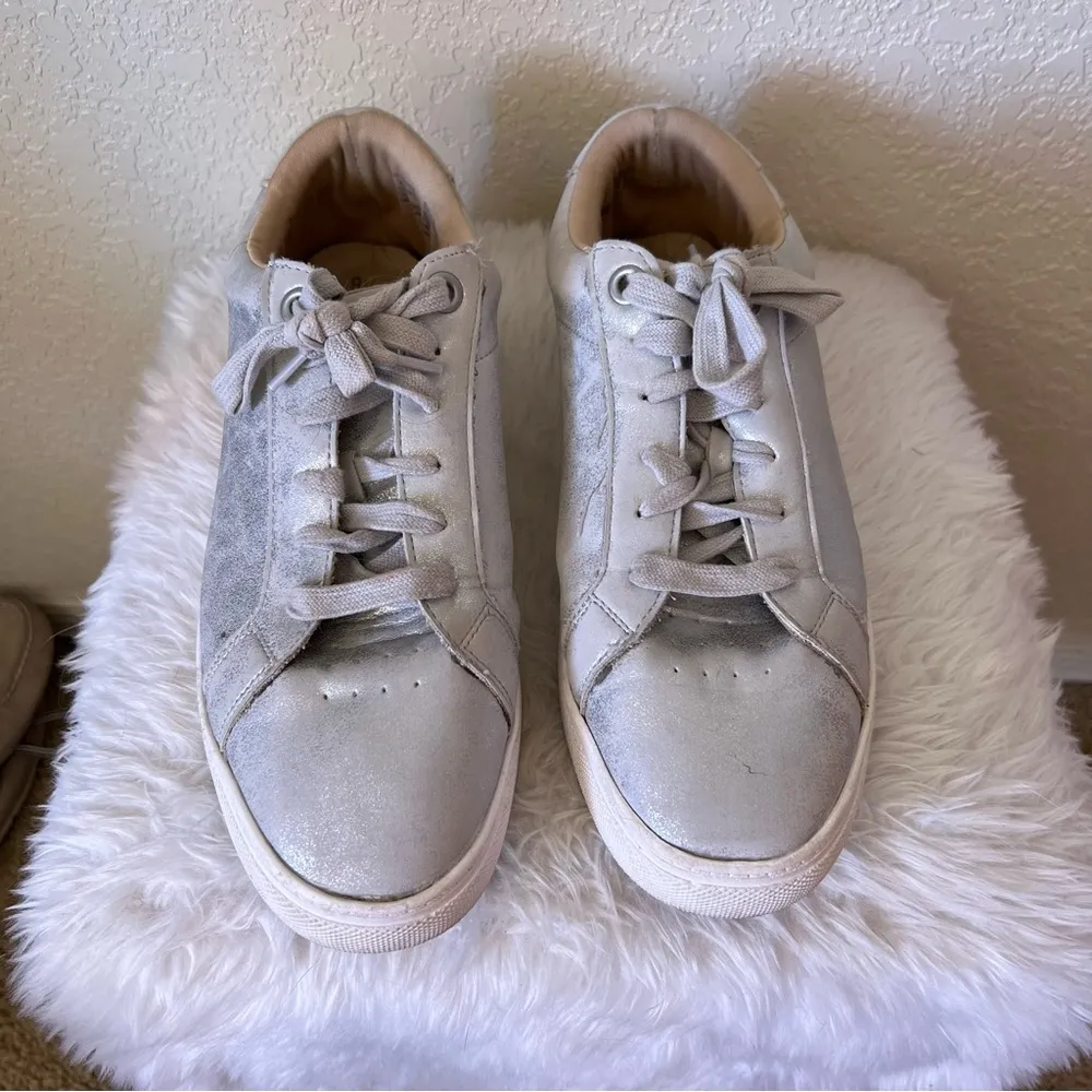 Silver Metallic Chunky Lace Up Shoes Size 8.5 - Image 3