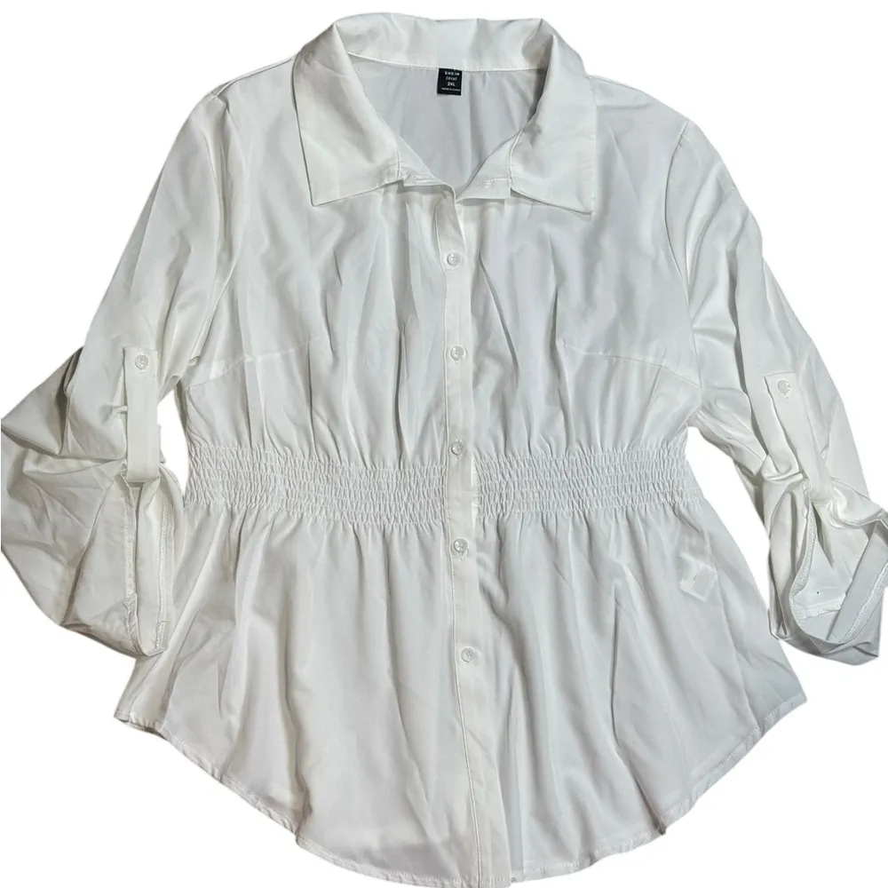 Shein Women's Elegant White Long‎ Sleeve T-Shirt with Elastic Waist and Neck 2xl - Image 14