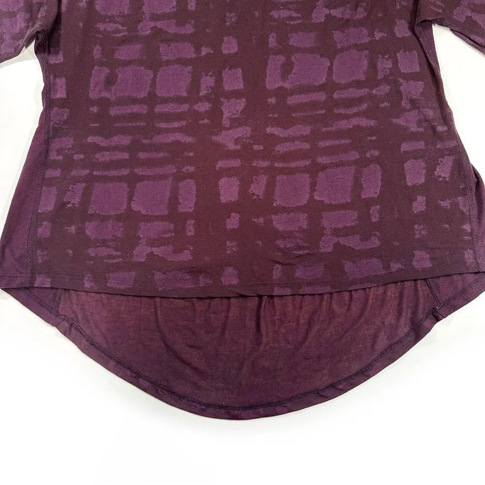 Lululemon Sz 8 Yoga Flow Long Sleeve Tee Purple Ghost Weave Burnout Black Cherry - Image 9