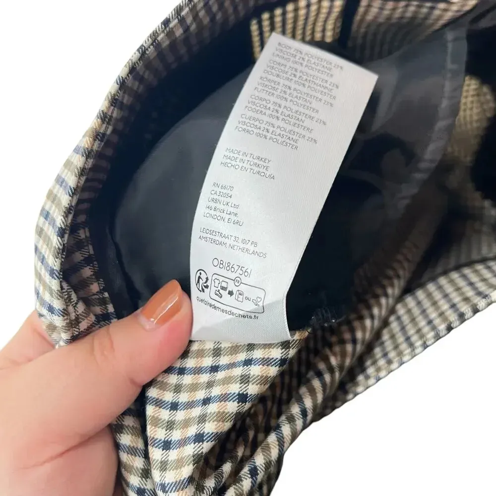 Anthropologie‎ Maeve Plaid Crop Dress Pants Check Print Brown Navy Blue Size 0 - Image 14