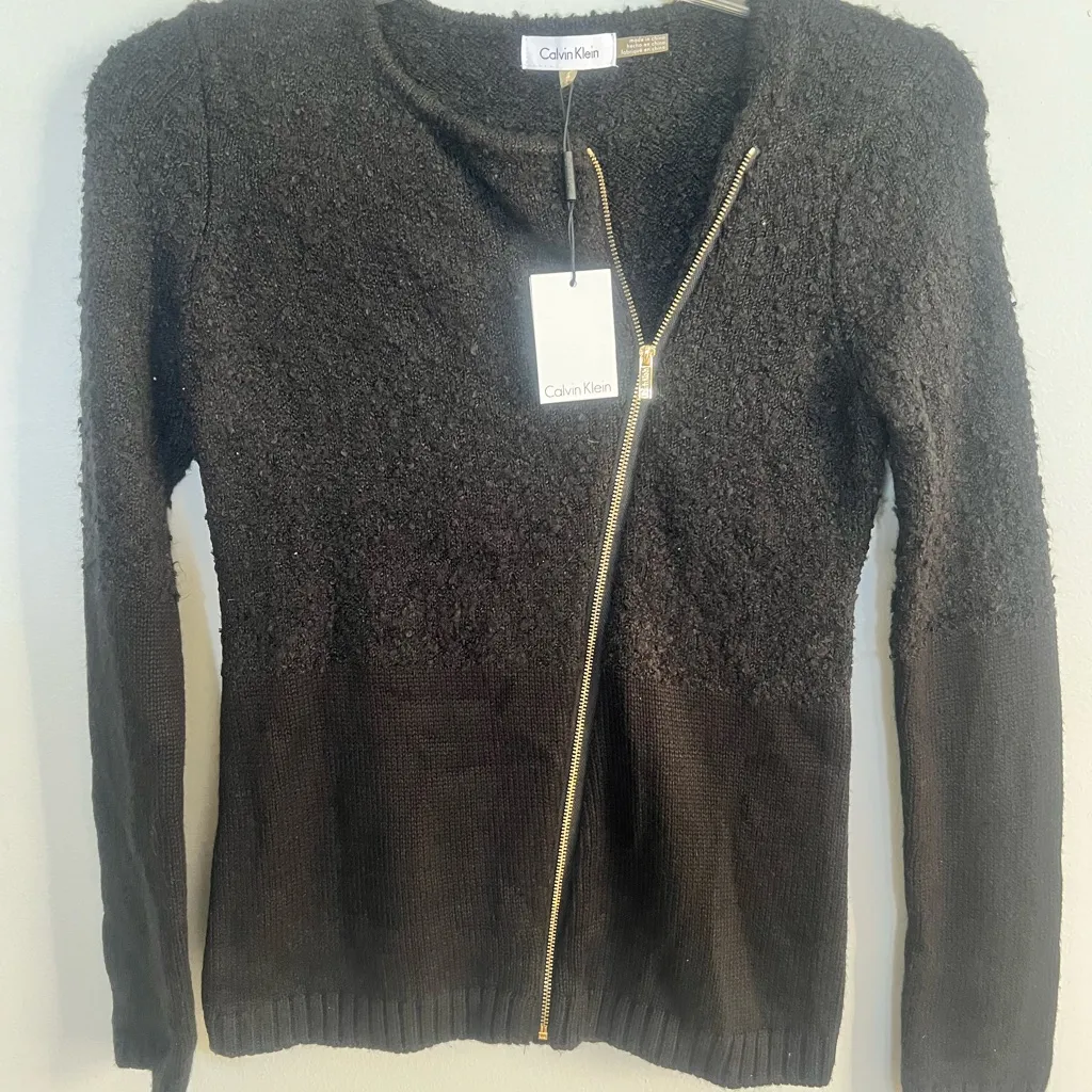 Calvin Klein Black Sweater‎ with Gold zipper NWT - Image 3