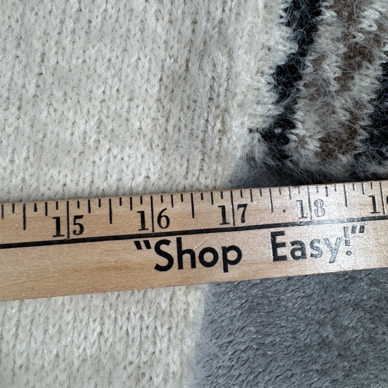 Molly Bracken Black White Tan Fuzzy Knit Sweater Women's TU Oversized Boho Cozy - Image 11