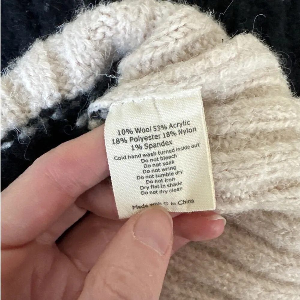 Verge Girl - Ada Oversized Knit Jumper Sweater in Black & Beige - Image 5