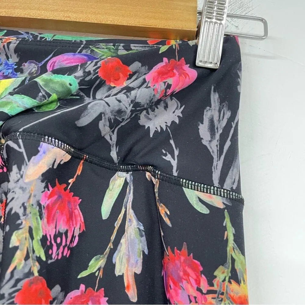 Kira Grace Black Floral High Rise Skinny Leggings Womens XS Boho Garden Yoga - Image 8