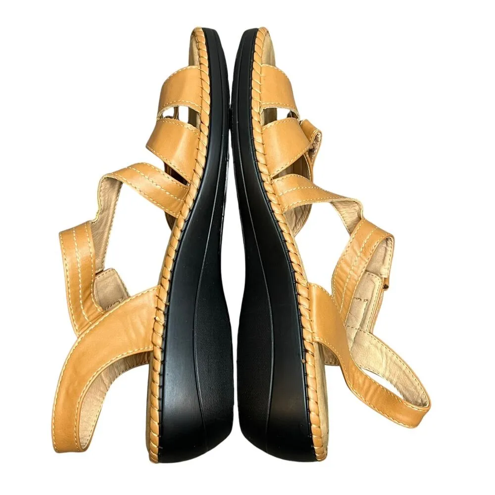 Dream Pairs Truesoft Sandals 11 Tan Low Wedge Adjustable Straps Comfort Shoes - Image 9