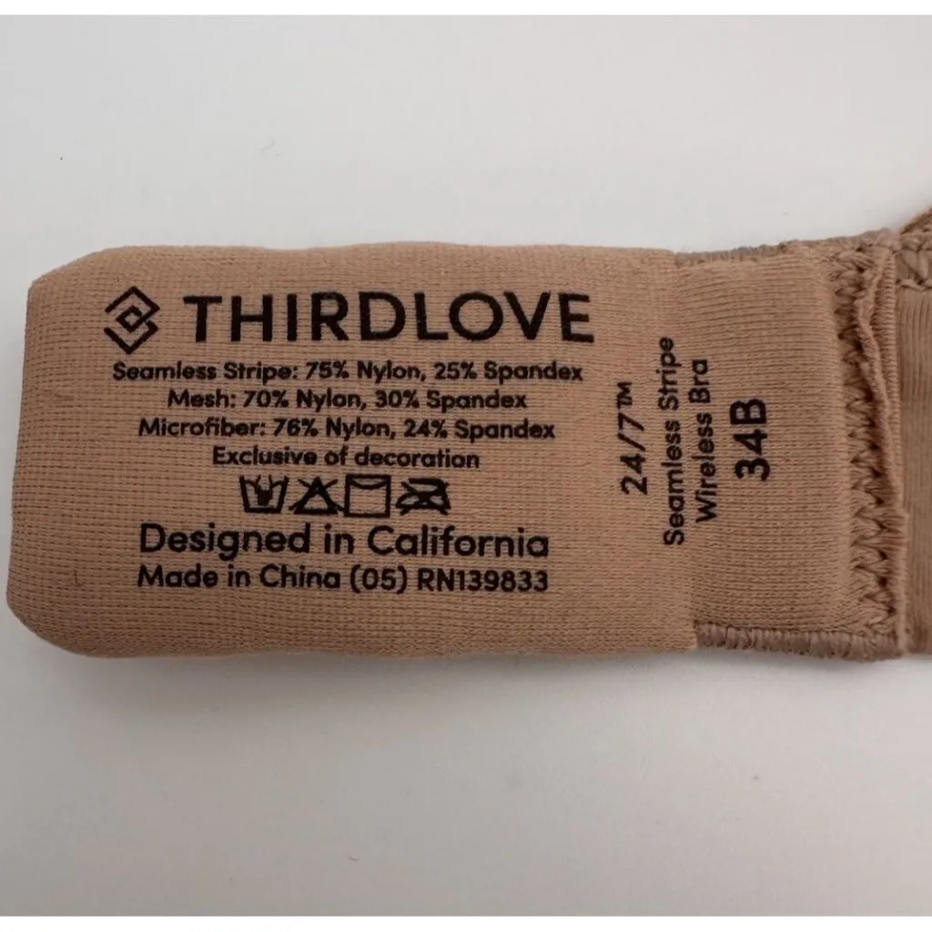 Thirdlove Bra 34B Bralette 24/7 Seamless Stripe Wireless Bra NWT - Image 3