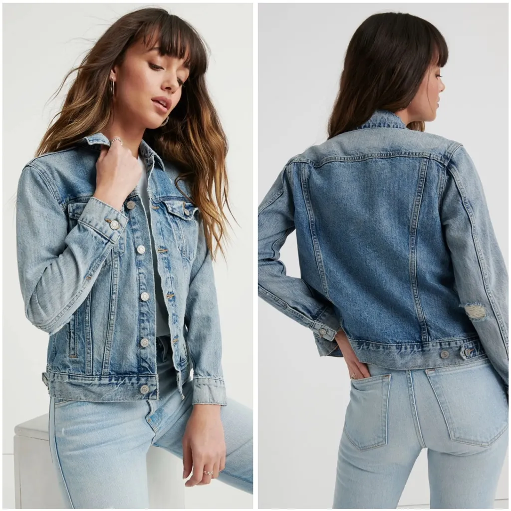 Lucky Brand ‘Tomboy Denim Trucker’ Distressed Denim Jacket in ‘Cumberland River’ - Image 2
