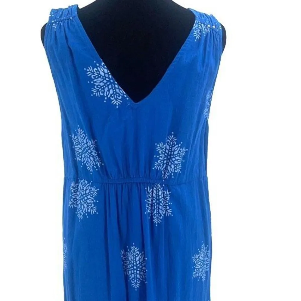 Rubyyaya Womens Beaded Pleated Tiered Snowflakes Julieta Maxi Dress Blue Size Sm - Image 9