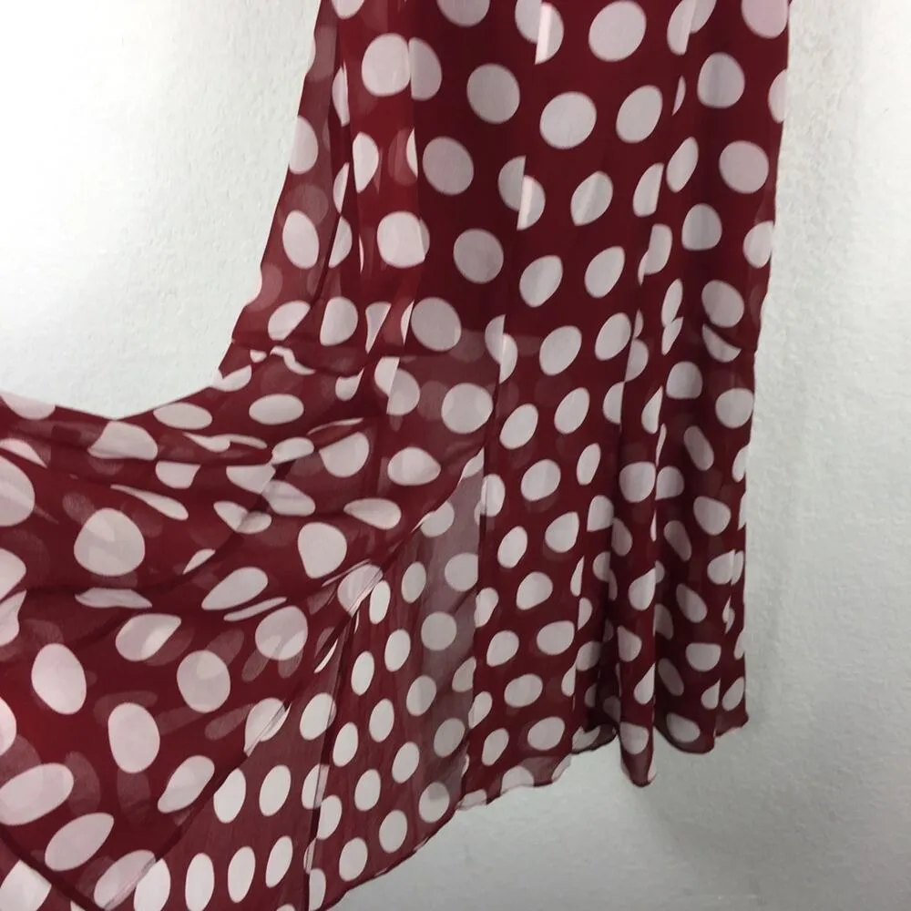 C/MEO Collective Red Polka Dot Midi Dress Small Unending Spaghetti Strap Chiffon - Image 11