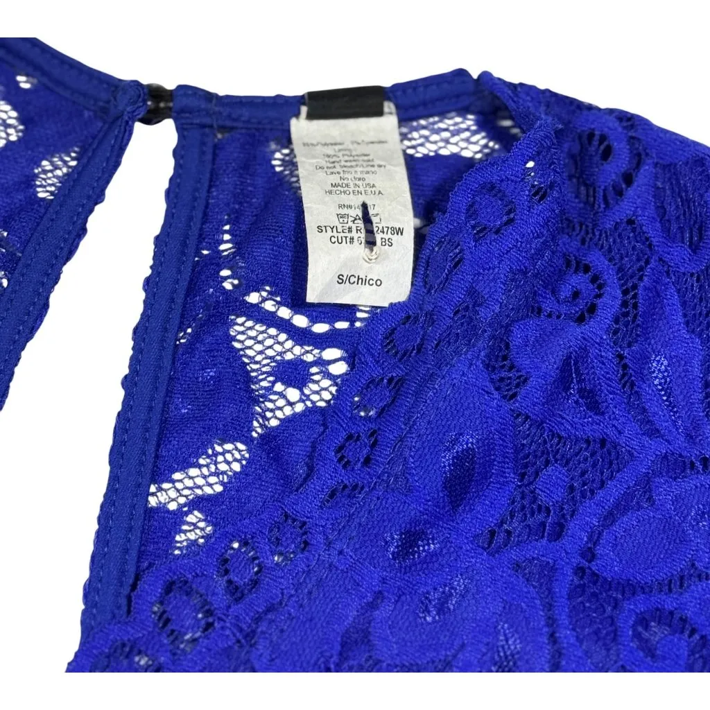 Windsor Size S Royal Blue Lace Short Sleeve Bodycon Dress With Keyhole Back Deta - Image 7