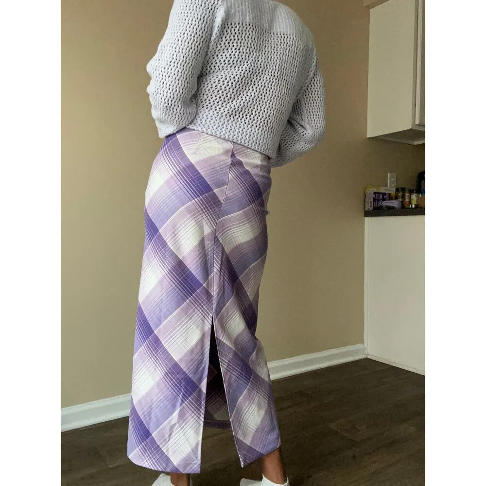 Purple Plaid Maxi Skirt Size Small - Image 3