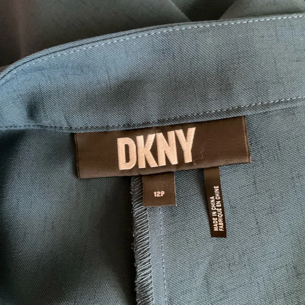 DKNY Sunny Disposition Wide Leg Pants Size 12P Teal - Image 2