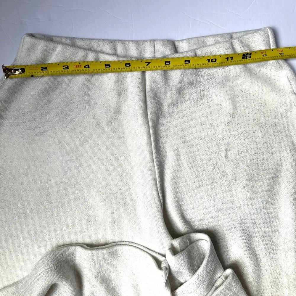 Zara Glitter Textured Wide-Leg pants Medium and sweater Larger Set White Women's - Image 3