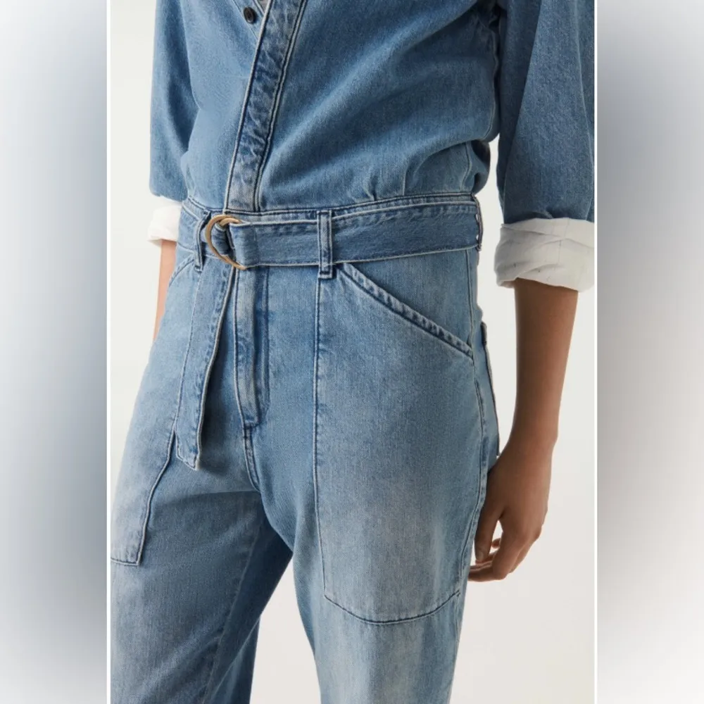 Ba&sh Combinaison Frida Denim Jumpsuit, Blue Size L New with Tag Retail $345.00 - Image 6
