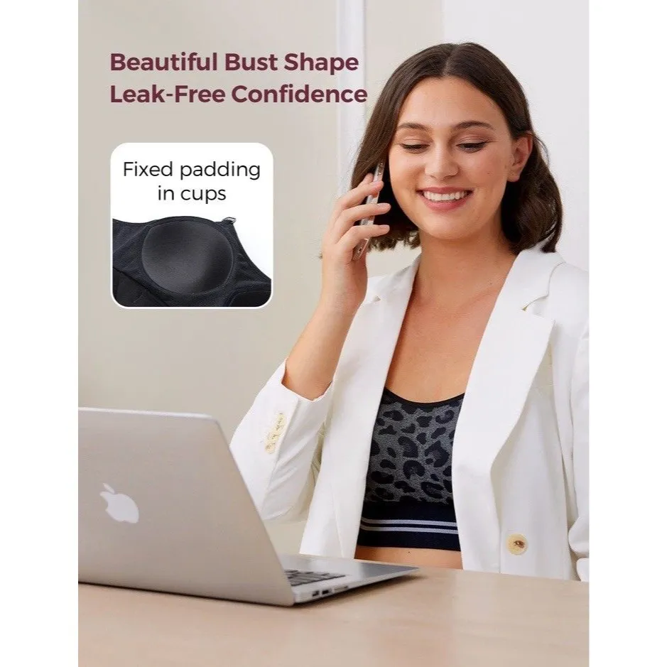 Momcozy Womens Wireless Hands Free Pumping Nursing Bra Size 2XL Gray Leopard - Image 11