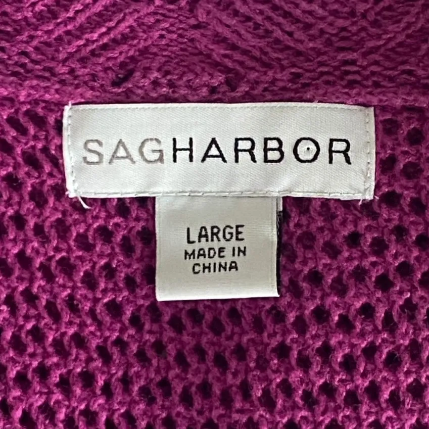 SAG HARBOR Short Purple Bolero Open Cardigan Sweater ~ Women's Size LARGE - Image 6
