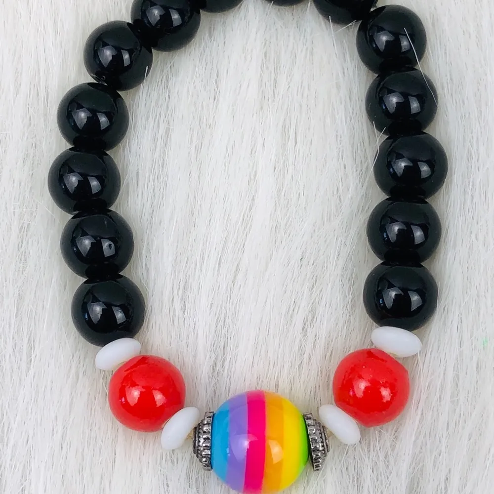 LGBTQ Rainbow Bracelet And Beaded Dangle Earrings - Image 2