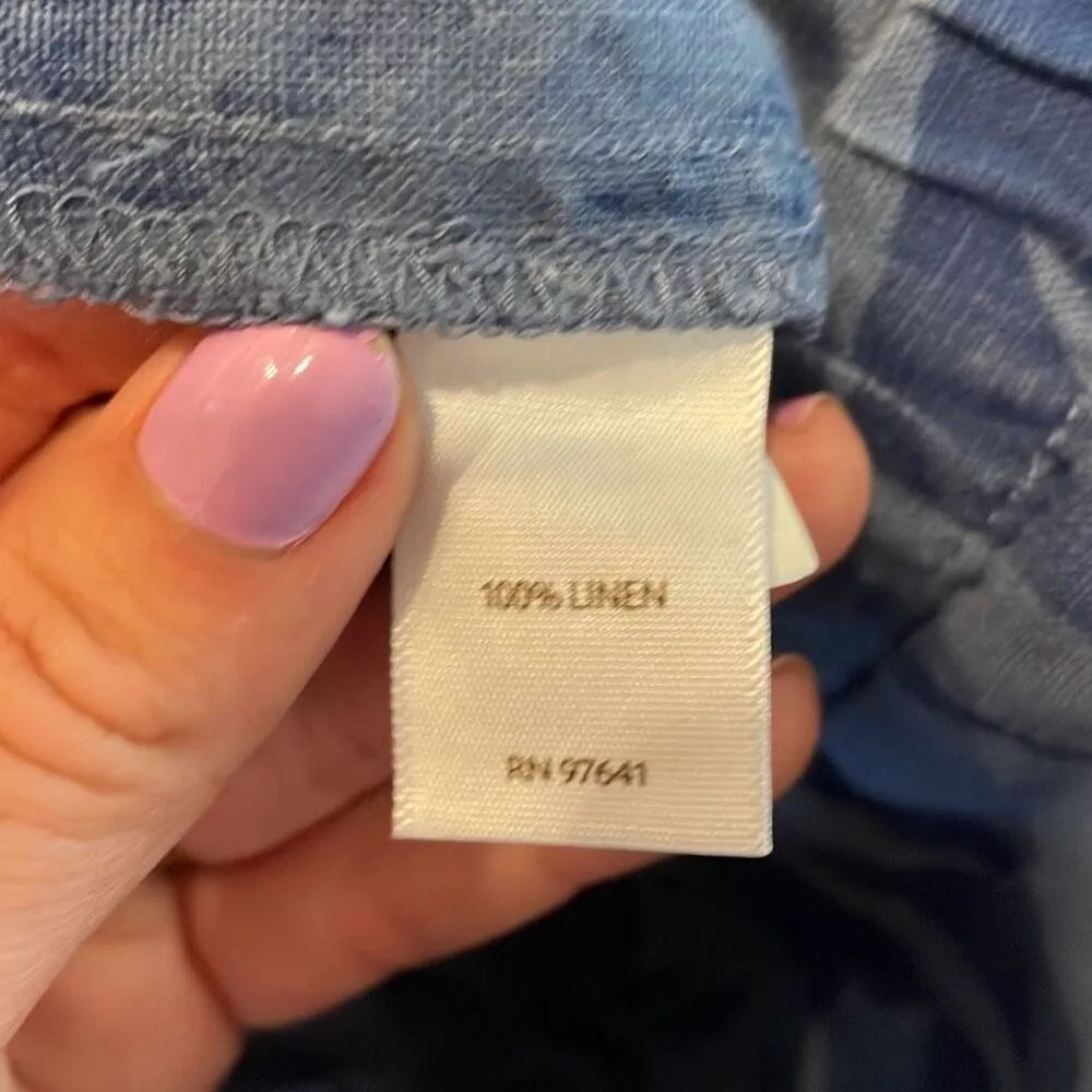 J.Jill love linen blue palm print 100% linen wide leg pant Mpetite Size undefined - Image 8