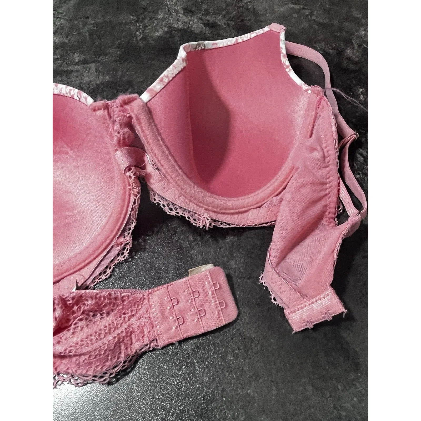 Lucky Brand Sz. 34C Light Lift Demi Bra Floral Pink Lightly Padded - Image 5