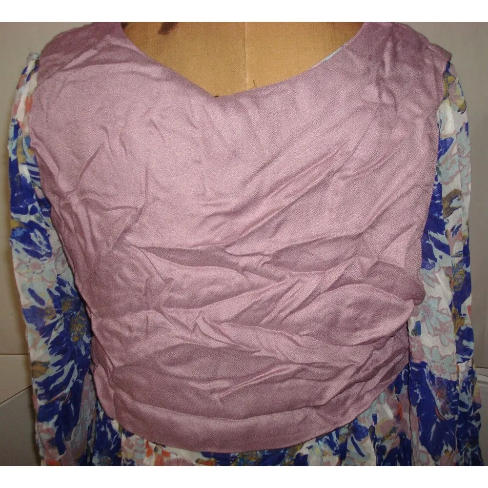 New S Womens NWT Free People Alice Vested Dress Floral Ivory Combo $148 Purple - Image 5