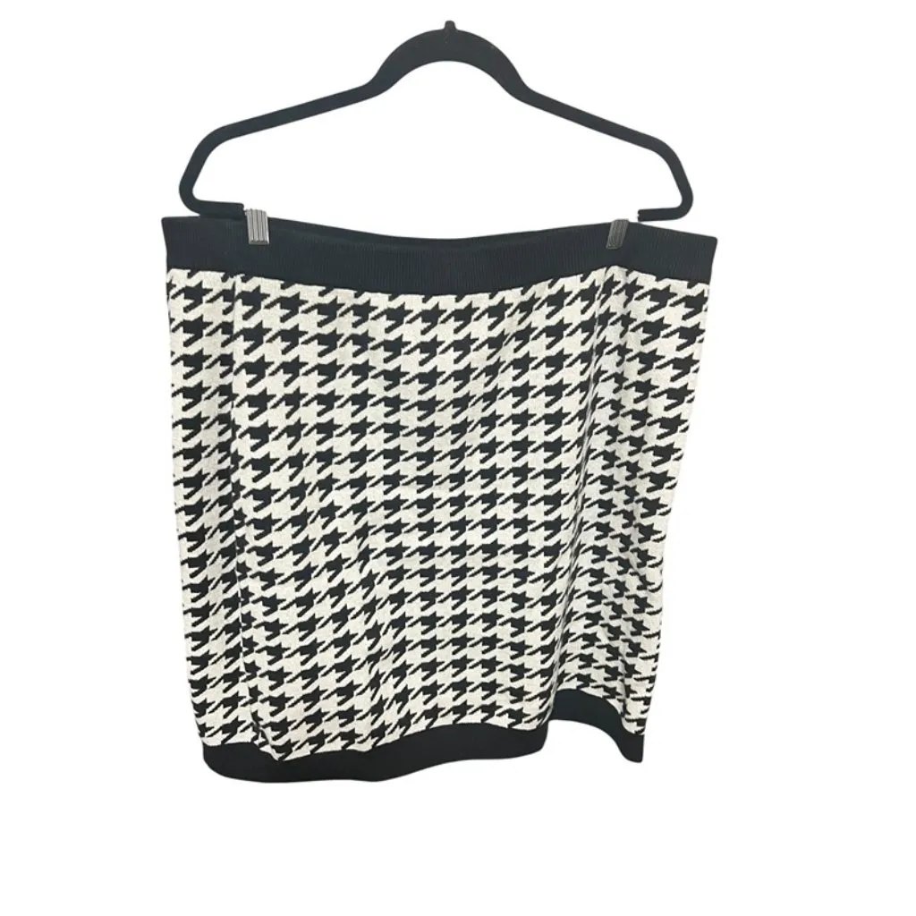 Skies are Blue Curvy Houndstooth Skirt Womens 3X Academia Career Black White - Image 2