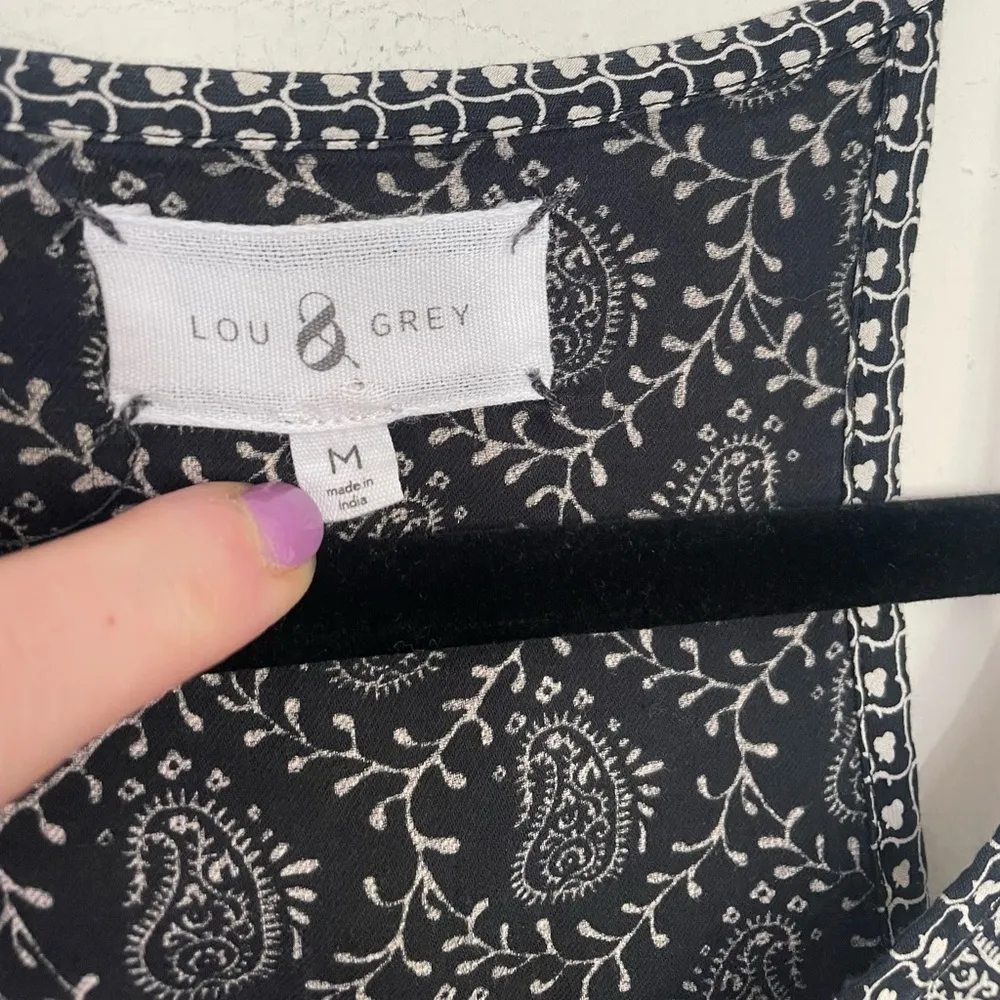 Lou & Grey Sleeveless Jumpsuit Black White Boho Festival Pockets ~ Size M - Image 6