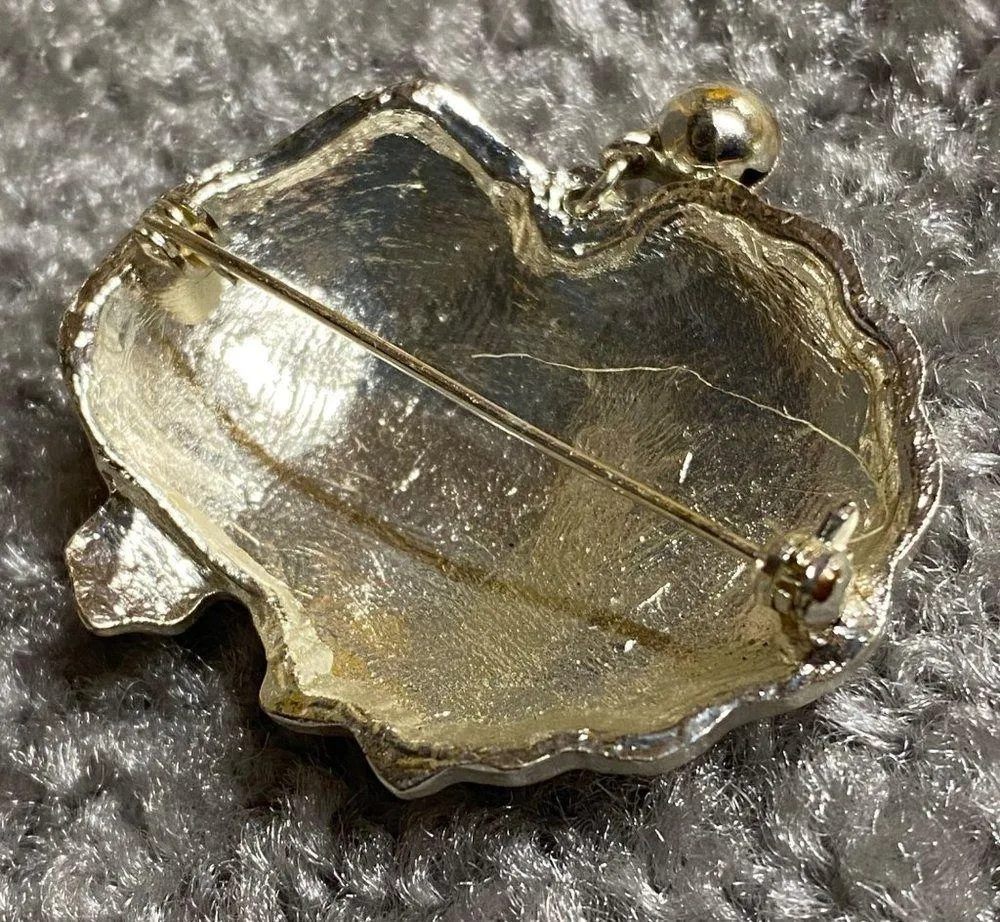 Santa Clause Christmas Pin Brooch Red Hat with Dangle Crystal Glass Accent - Image 4