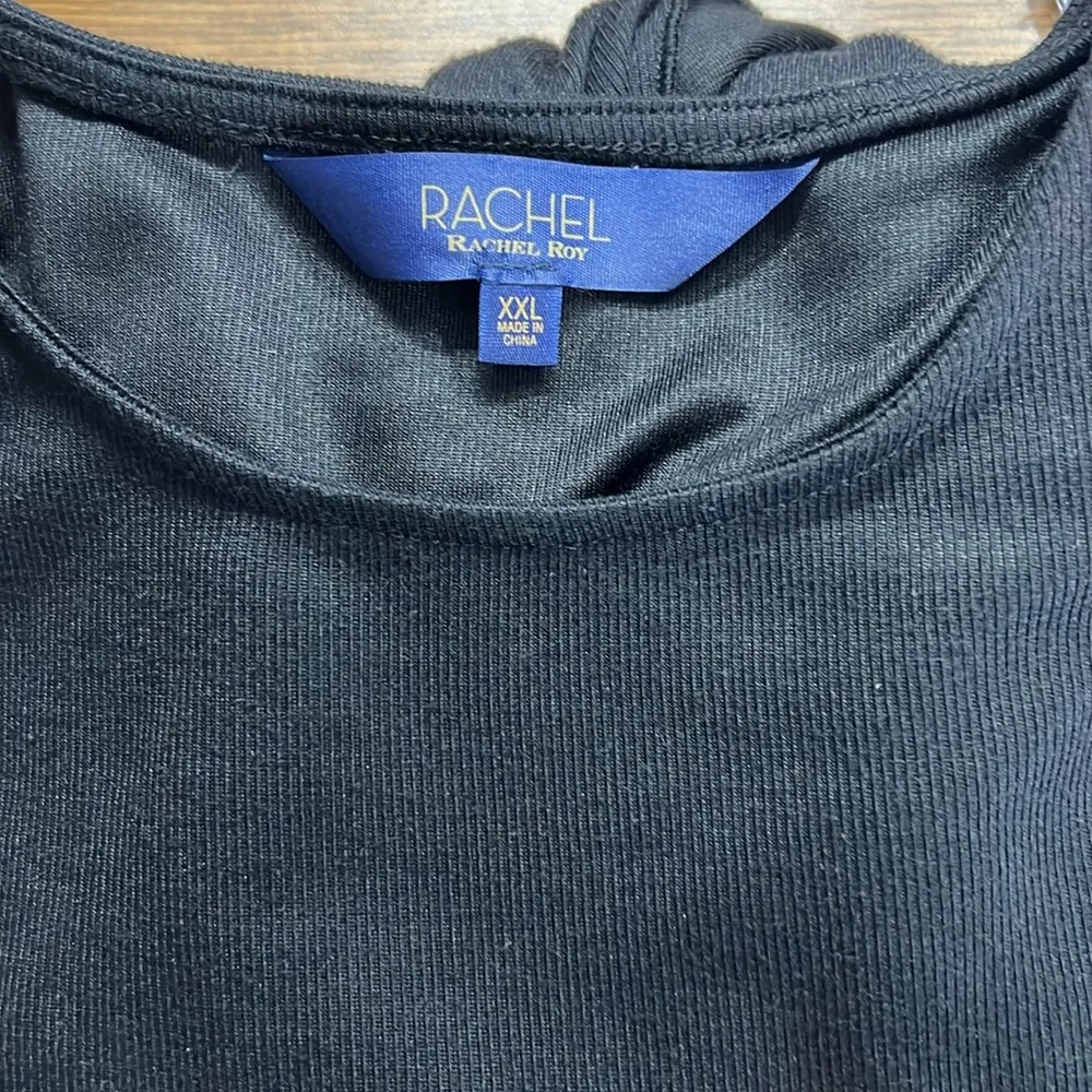 Rachel Rachel Roy XXL Lightweight Knit Long Sleeve Crewneck Twisted Knot Blouse Black - Image 5