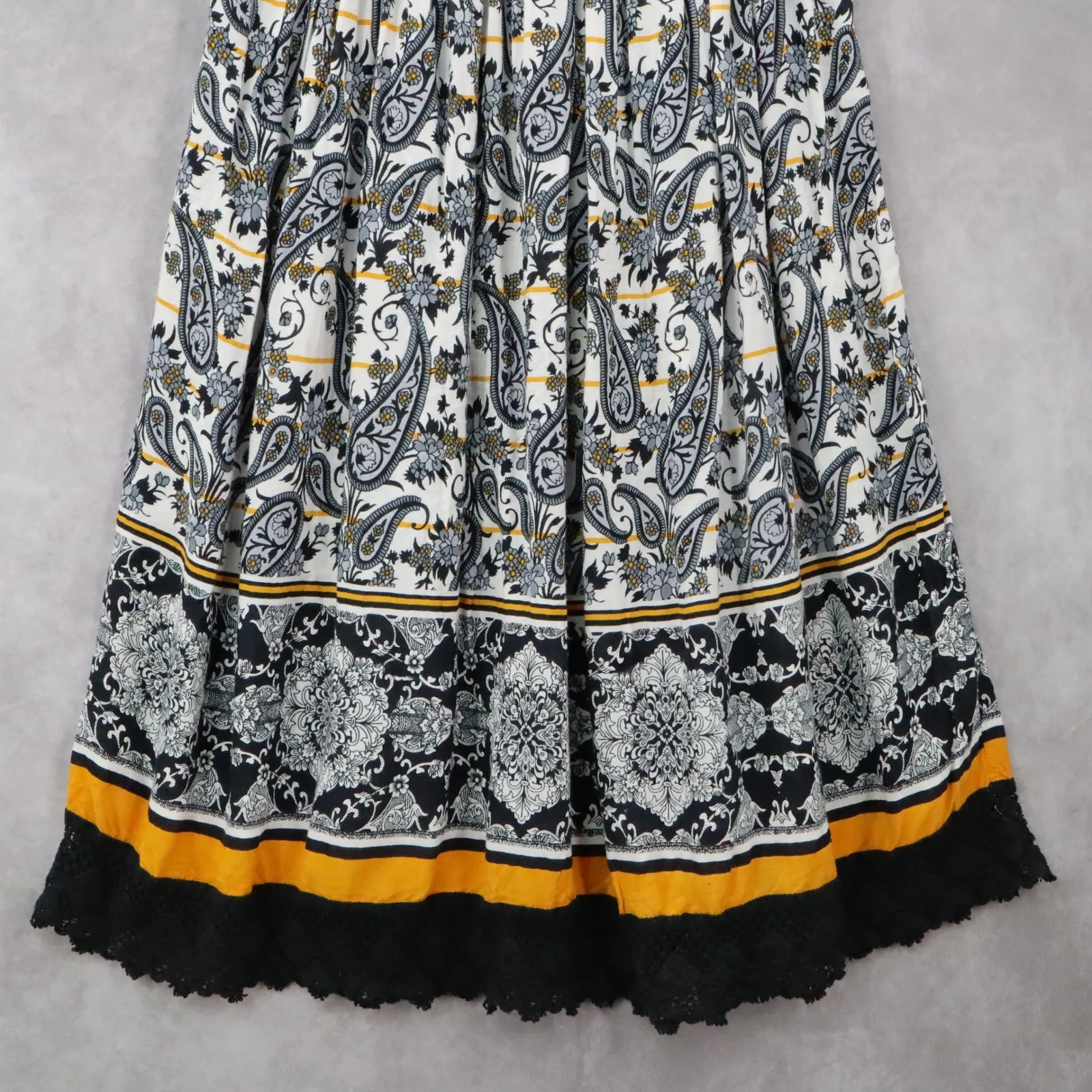 Sassy Doll Boho Paisley Skirt Midi Gypsy Floral Festival Retro XL Extra Large Black - Image 4