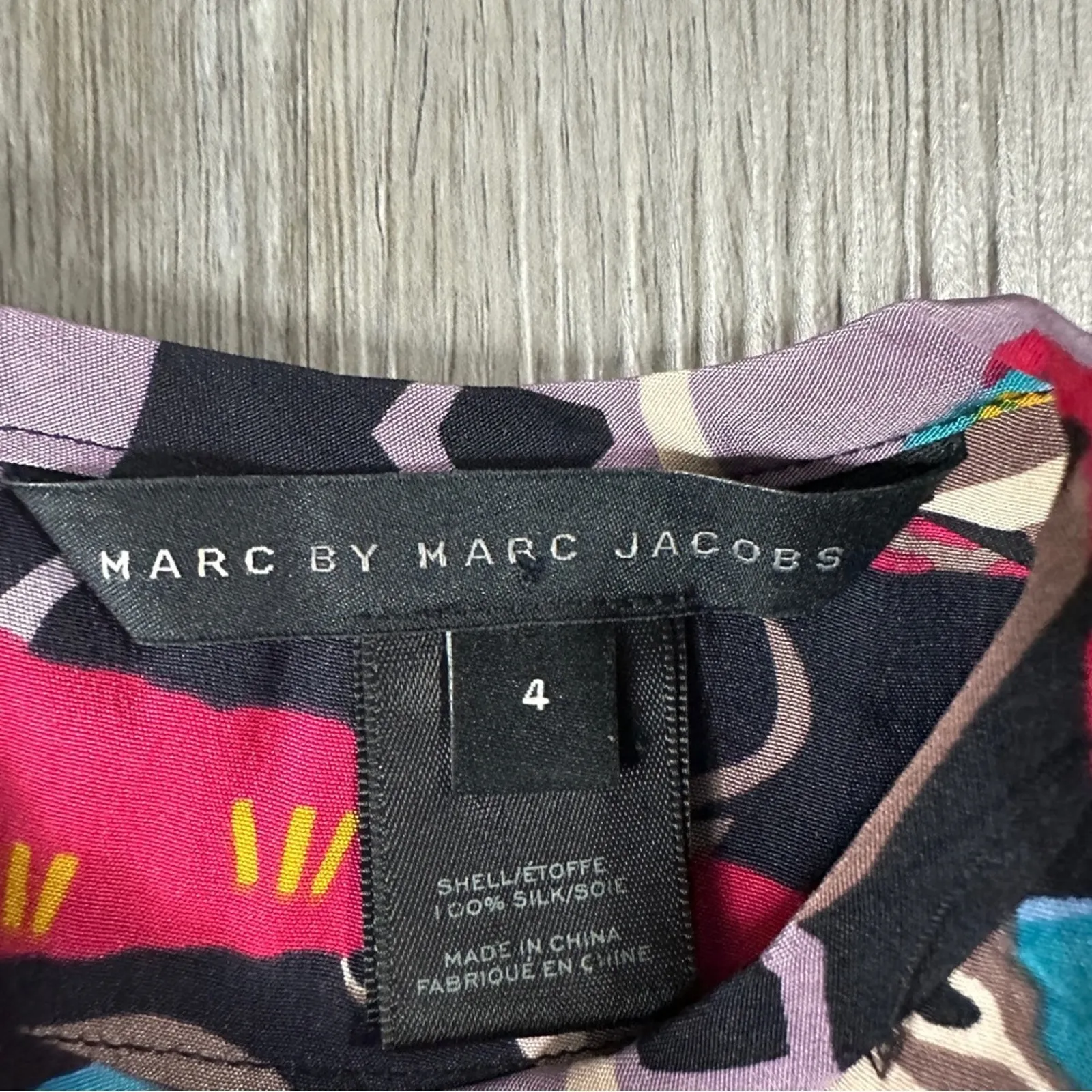 Marc by Marc Jacobs Impala Deer Print Silk Multicolor Long Sleeve Top Size 4 - Image 5