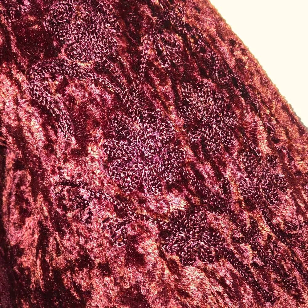 Vintage Kaush Collections Crushed Velvet wrap high low top size medium Red - Image 7