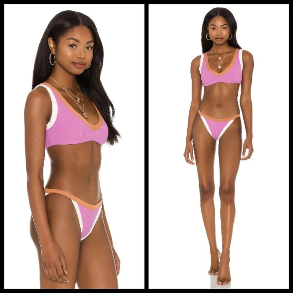 💕L*SPACE💕 Ribbed Sporty Bikini Set ~ Rosebud-Cream-Putty L - Image 7