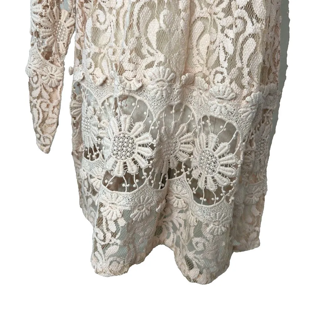 Sundance Victorian Essence Crochet and Lace Tunic Dress Blouse Orange size Small - Image 8