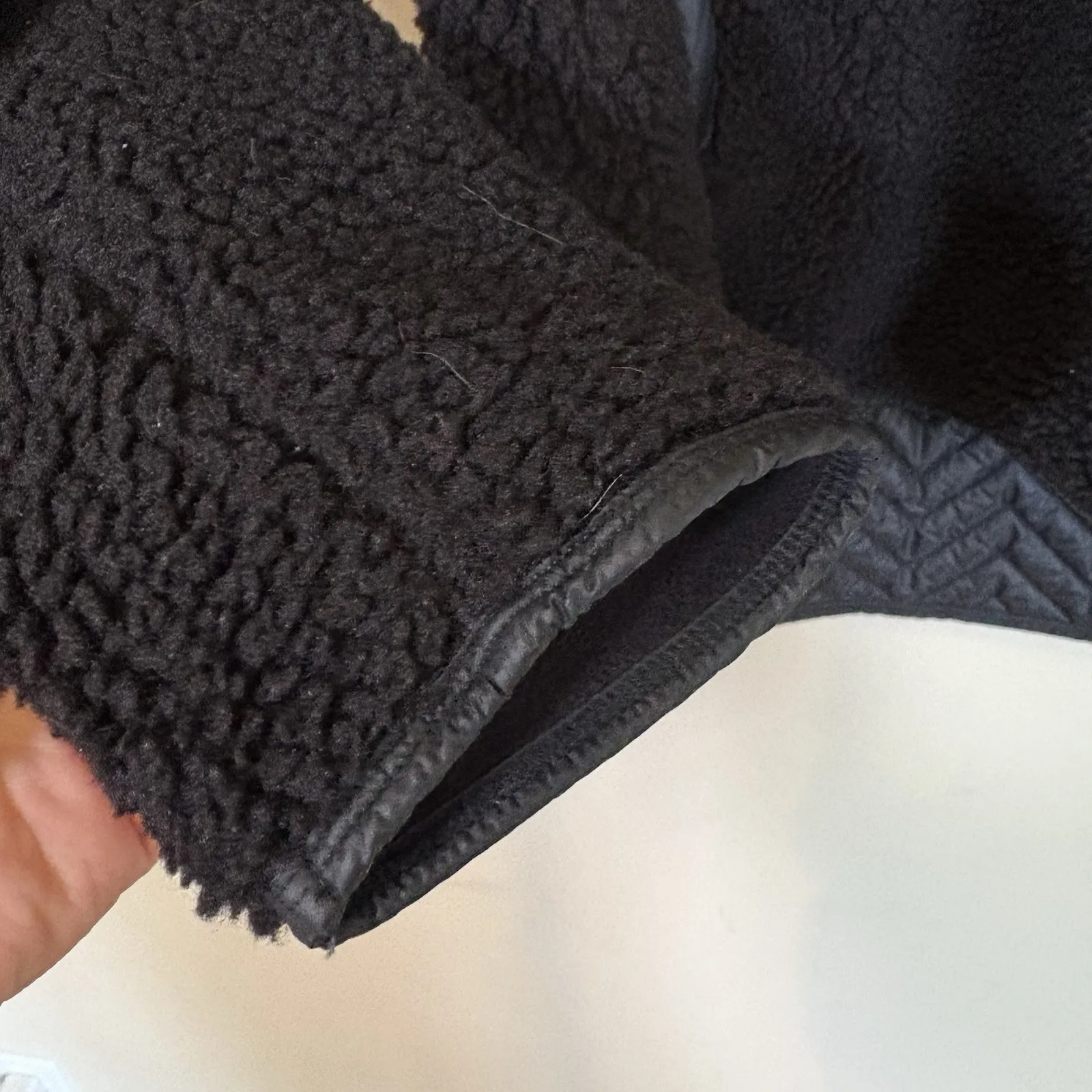 Athleta Cozy Sherpa Snap‎ Jacket Sweatshirt Small Black - Image 4