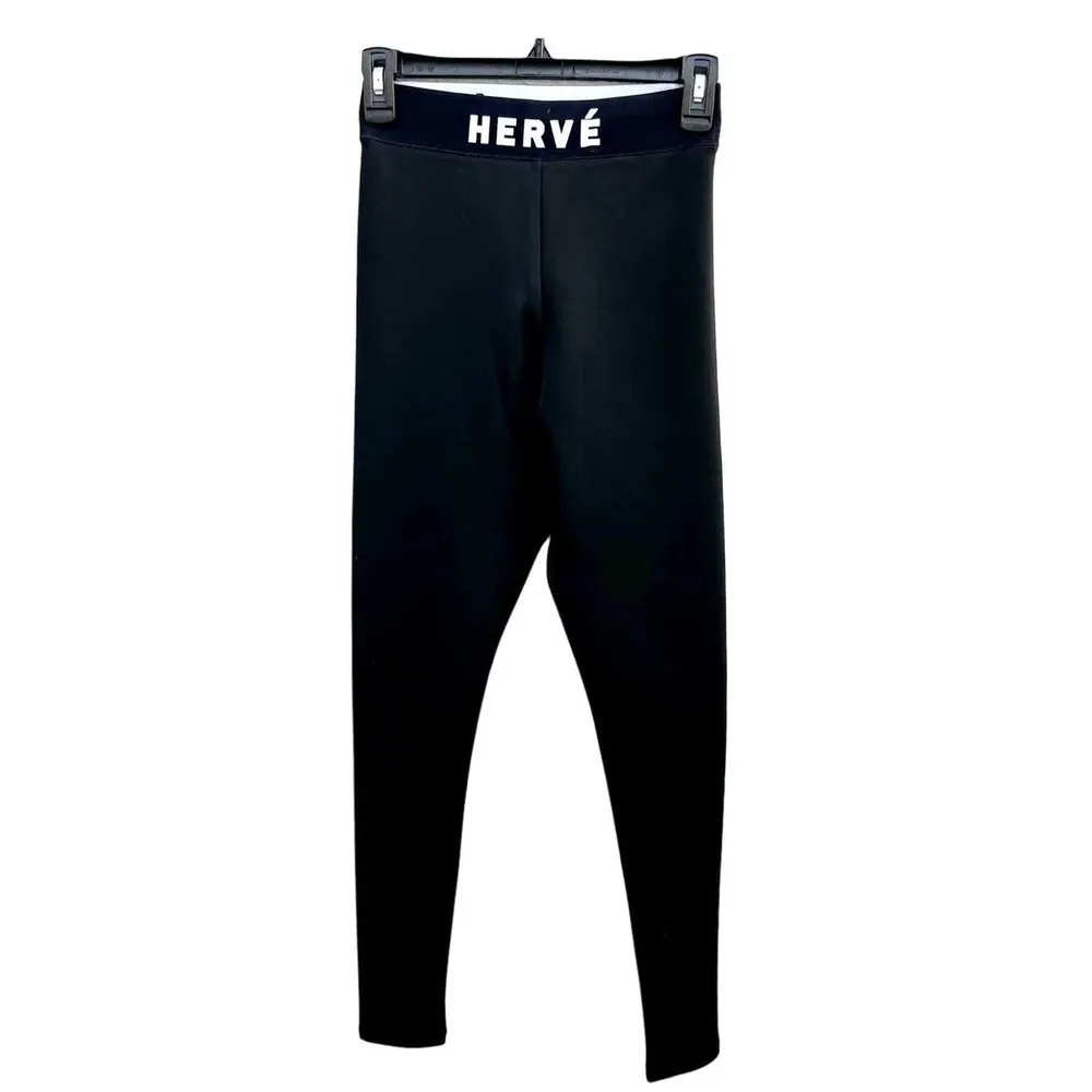 NWT Herve By Herve Leger High Rise Logo Pull On Leggings Black Women's Size XXS - Image 2