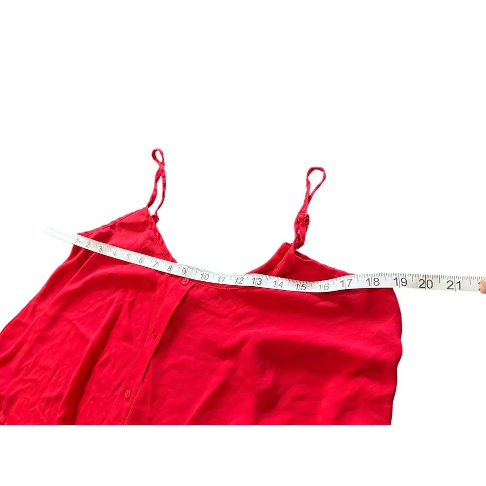 Ambiance Apparel Cropped Red Top Adjustable Spaghetti Strap Boho Chic Beach Sz M - Image 6