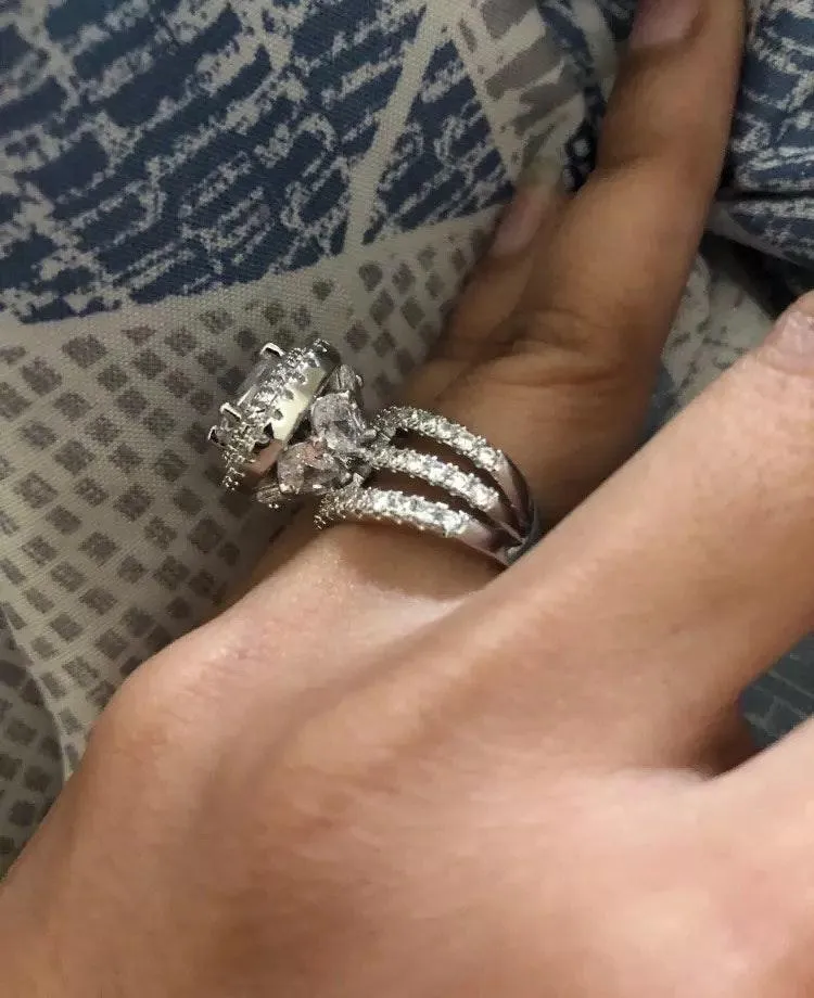 Luxury Top Quality Silver Diamond 6ct Huge Ring - Image 4