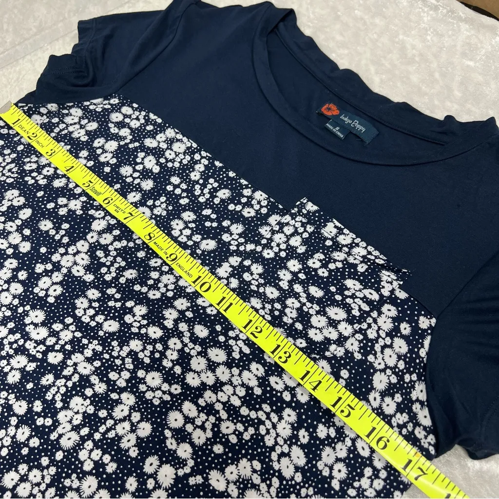 Navy Blue ditsy Floral Women's S Top - Image 5